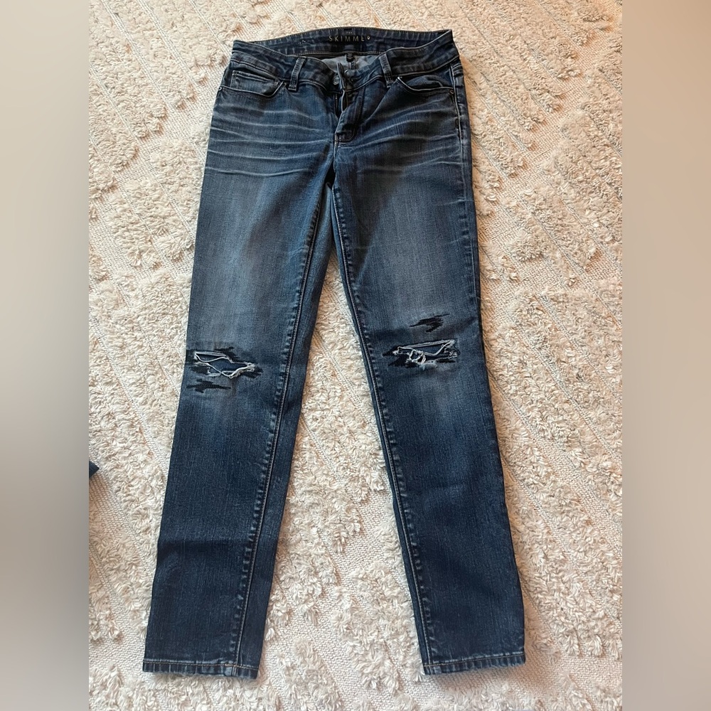 White House Black Market Distressed Blue Skinny Jeans